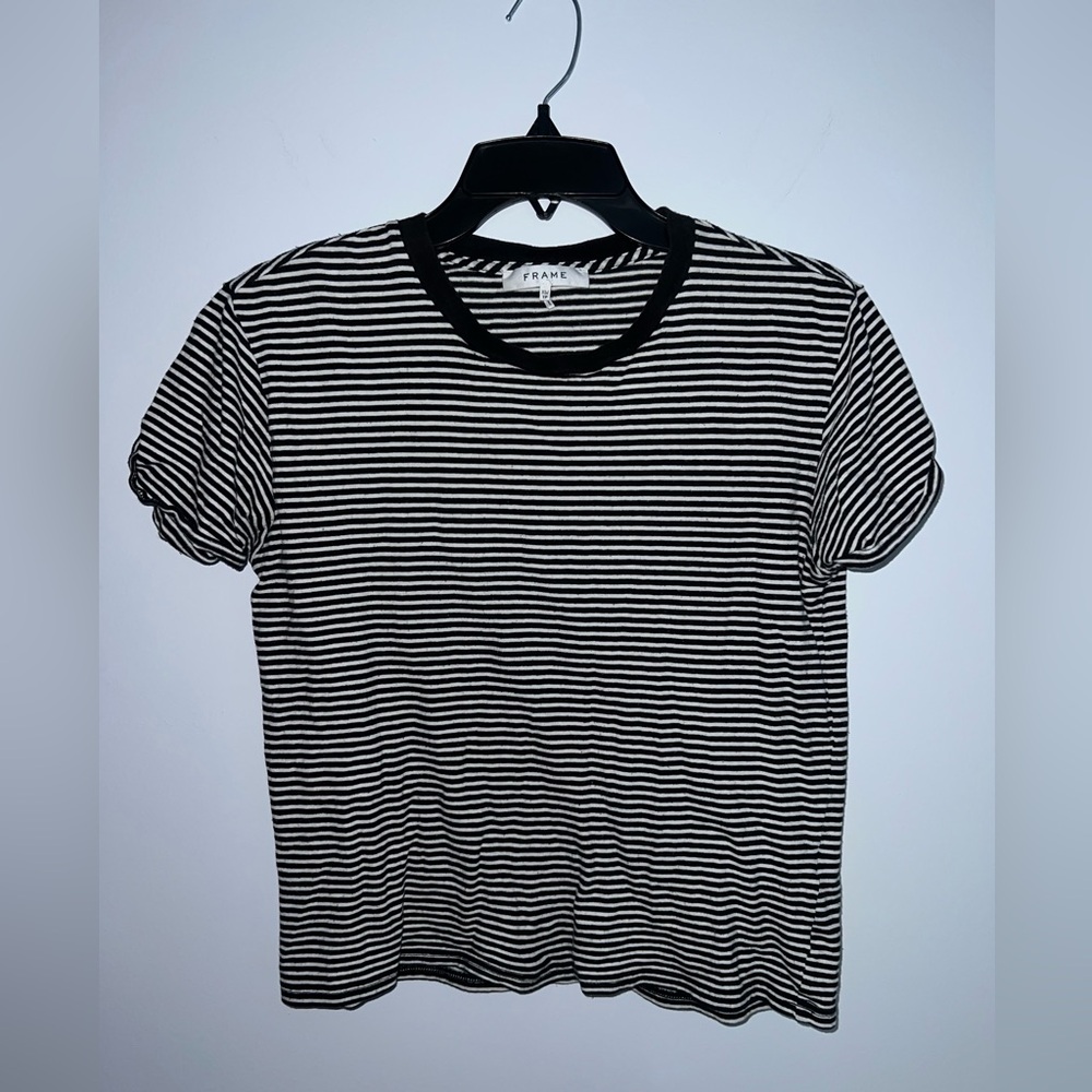 Frame Black and White Striped T-Shirt